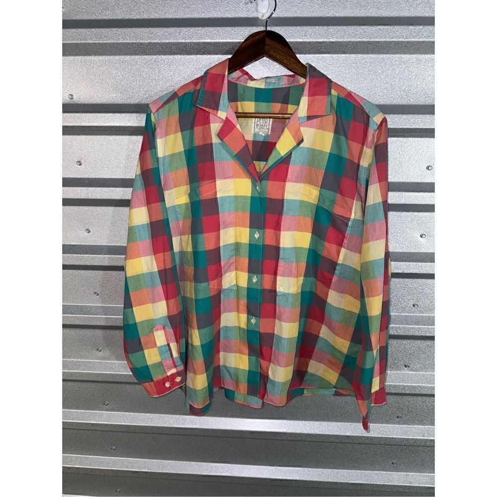 Peter Ashley Unlimited Pastel Checkerboard Button Up 40 M